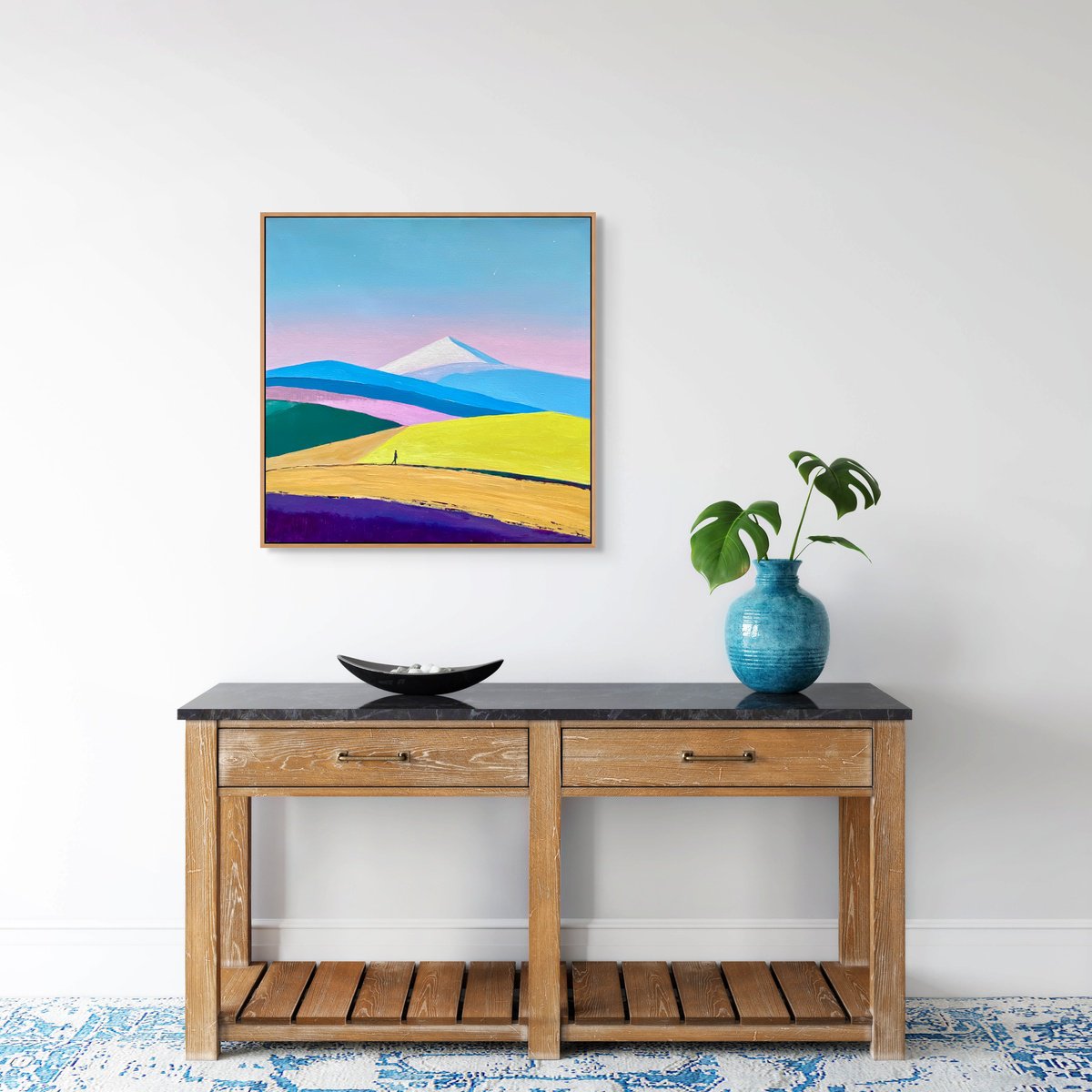 Organic Landscape Oil Painting By Olga Gamy, 20 X 20", "Estrella Fugaz", Original Artwork