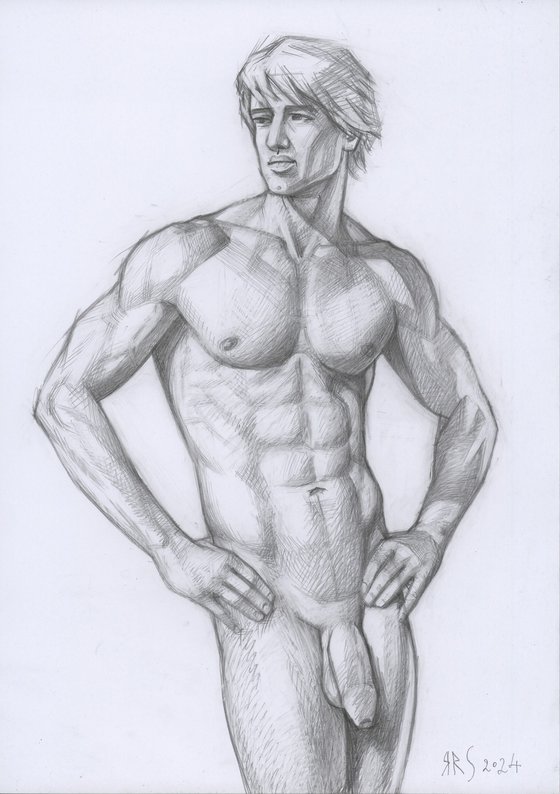 SKETCH OF A NAKED MALE TORSO