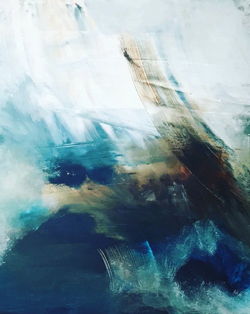 Landscape in green, blue, turqouise by Tiny de Bruin