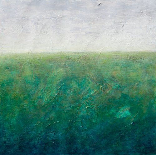 Abstract Landscape in grey and green by Fabienne Monestier