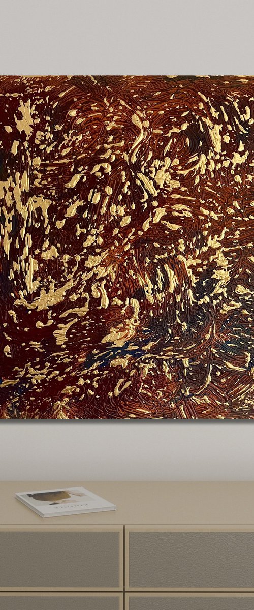 Gold Leaf 100x80x4 by Exclusive Arts