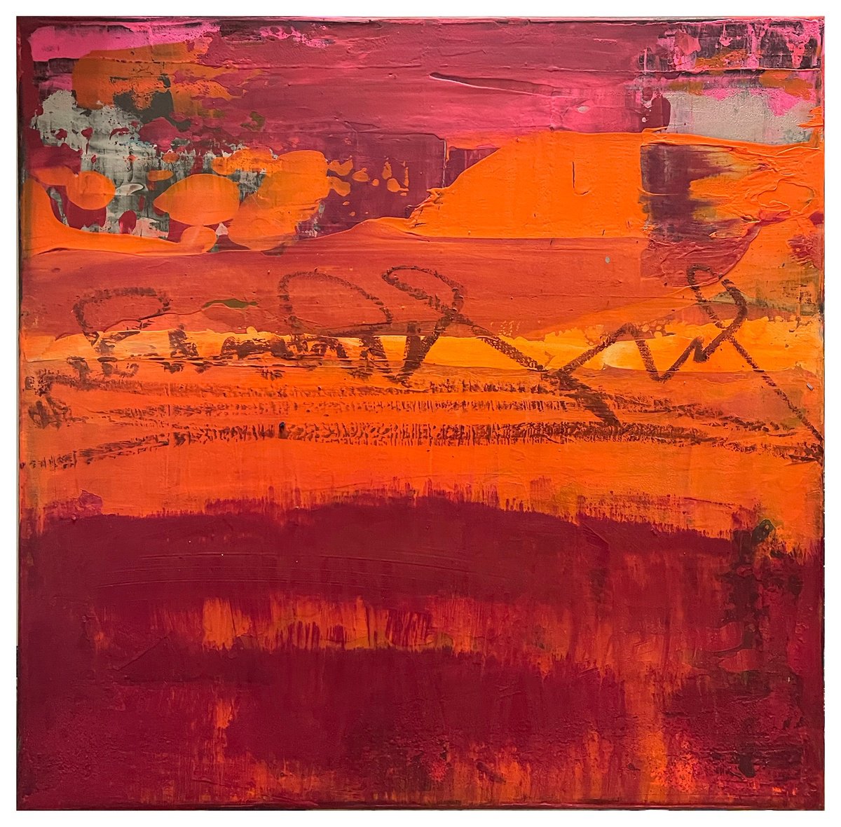 Organic Abstract Acrylic Painting By Ulli Schmitt, 16 X 16", Love Is In The Air, Original Artwork