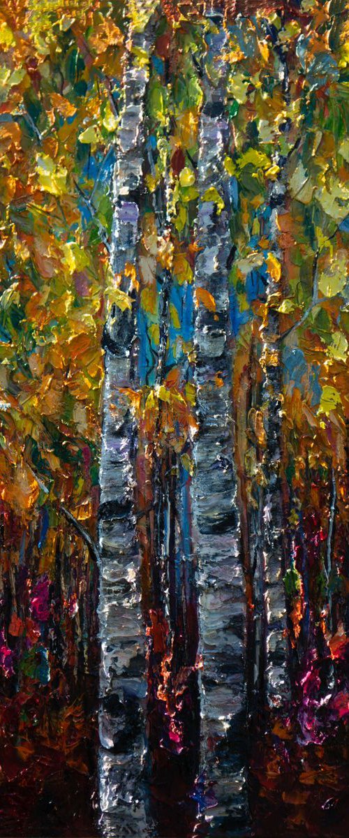 Birch Trees Vibrant Palette by Lena Owens at OLena Art