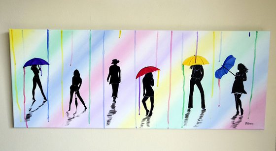 English summer rainbow umbrellas