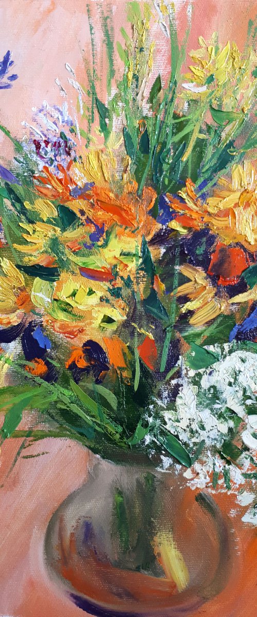 Bouquet of Wild Flowers... /  ORIGINAL OIL PAINTING by Salana Art