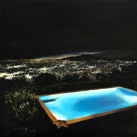 Nightscape with pool