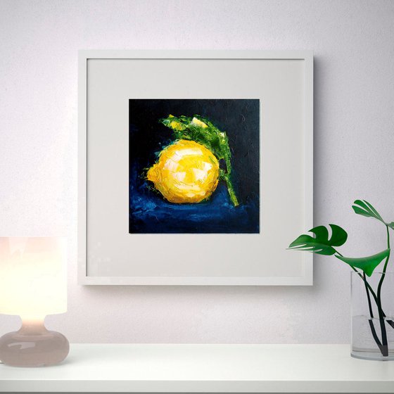 Lemon Painting Original Art Fruit Artwork Citrus Wall Art Kitchen Still Life