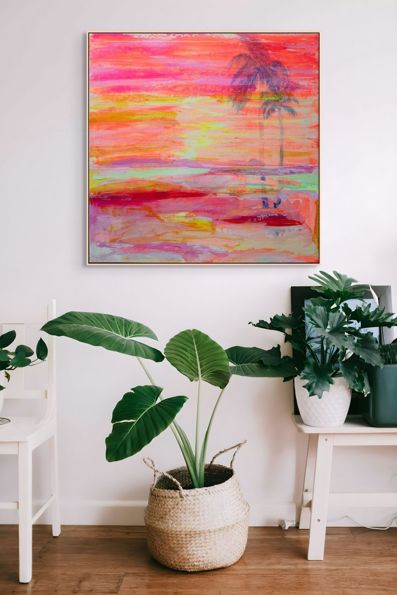 Organic Landscape Acrylic Painting By Kathryn Sillince, 35 X 35", 