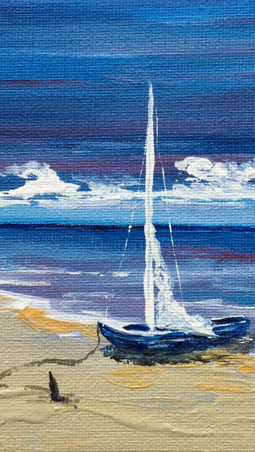 Little boat on the beach by Marja Brown