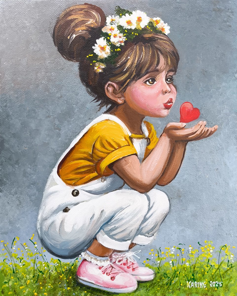 Impressionistic Portrait Oil Painting By Karine Harutyunyan, 9 X 12", Pure And Innocent, Original Artwork