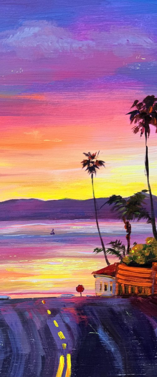 Los Angeles Cityscape with Ocean by Victoria Sukhasyan
