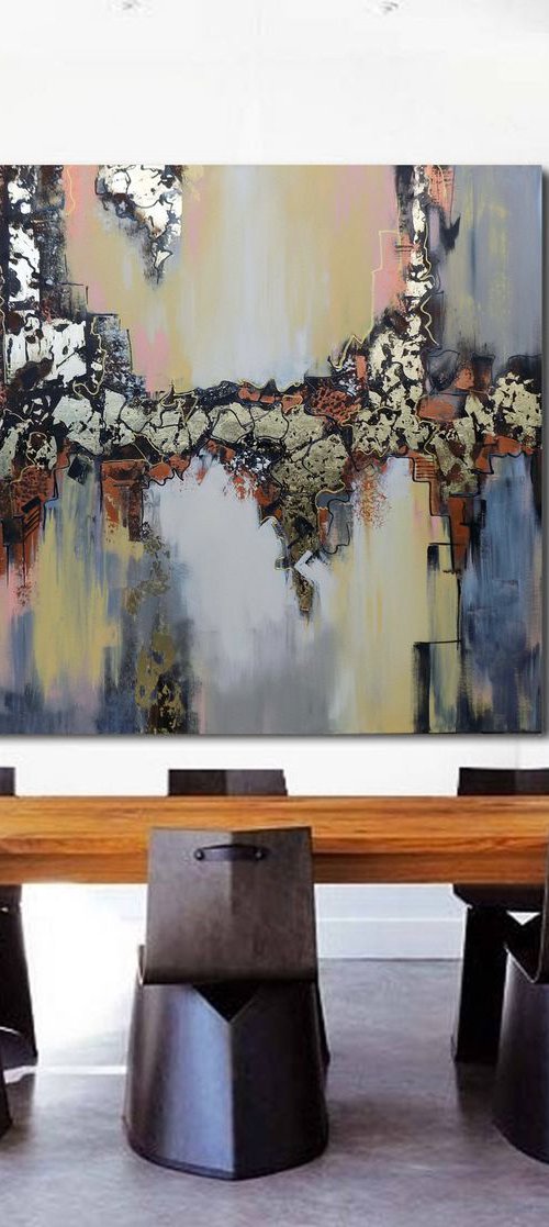 Abstract art - Gold leaf large paintings by Areti Ampi