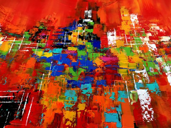 Forgotten Journey - XL LARGE,  Modern, Textured, Joyful,  Energetic,  Bold,  Colorful Painting - READY TO HANG!