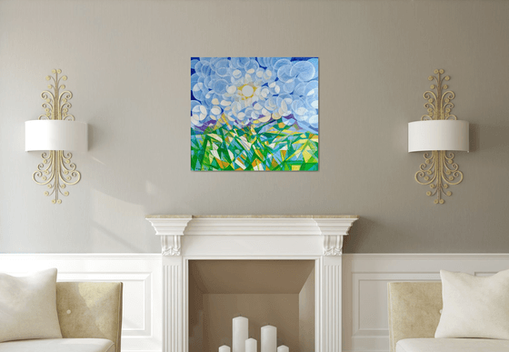 Morning (80x90cm, cubism, oil painting, ready to hang)