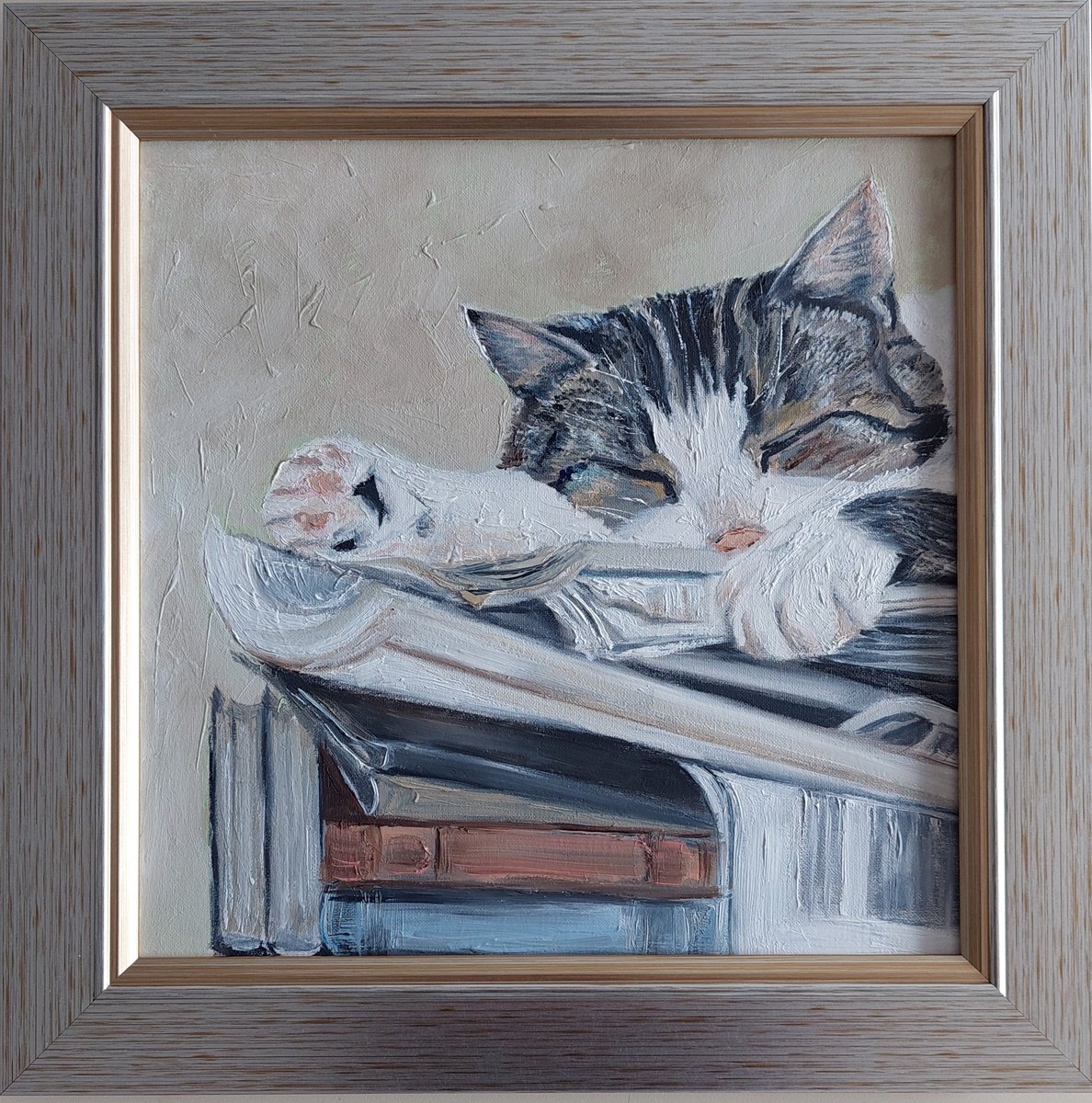 Impressionistic Animal Oil Painting By Ira Whittaker, 15 X 15, Beloved Sleepyhead, Original Artwork