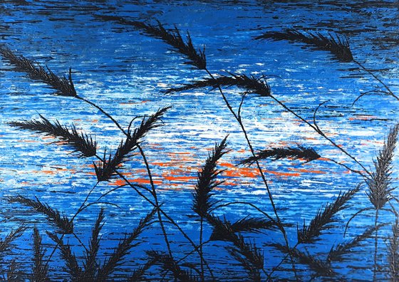 Blue Sunset In The Grass