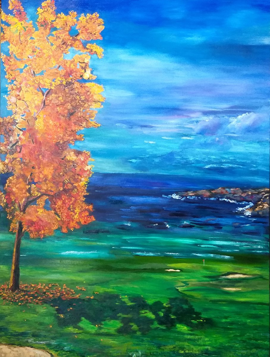 Sky, sea and Golf, large oil painting by Geeta Yerra