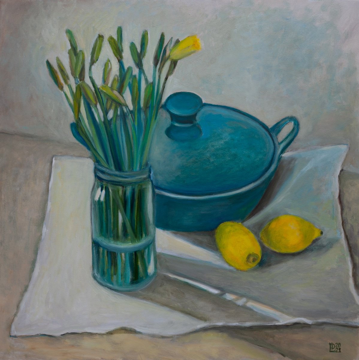 Muted Still Life With Lemons by Liudmila Pisliakova