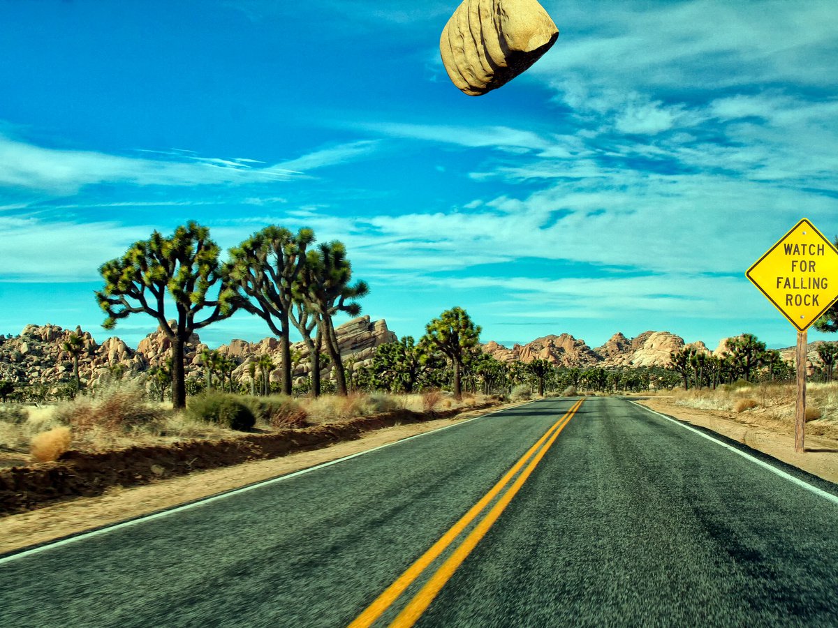 Surrealistic Photograph , Watch For Falling Rock Joshua Tree By William Dey, 22 X 17, Artwork For Sale On Artfinder