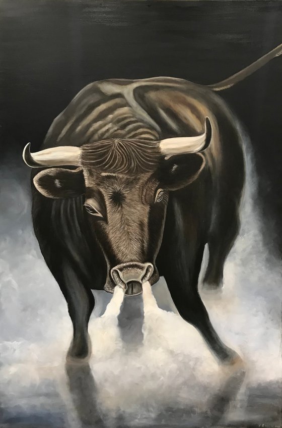 Original oil painting "Bull" -  80x120 cm (2022)