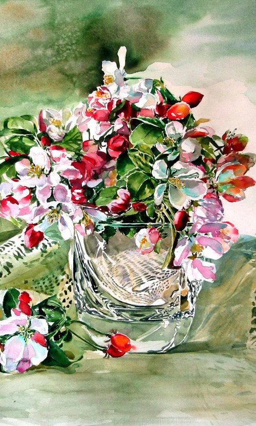 Still life with flowering branch III by Kovács Anna Brigitta