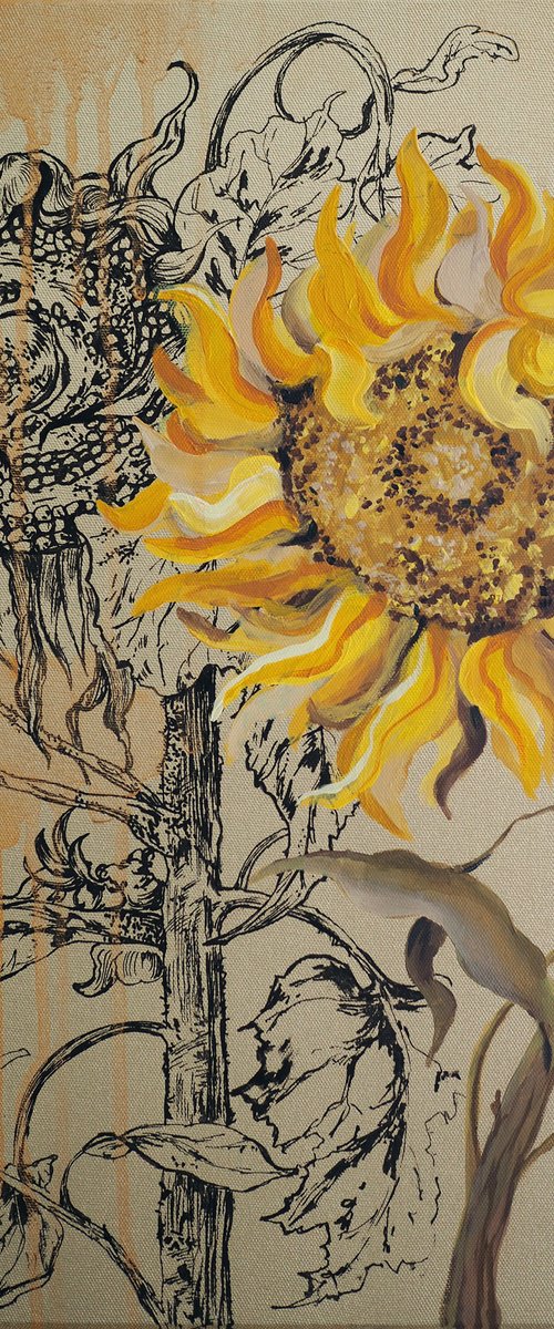 Sunflowers on gold by Delnara El