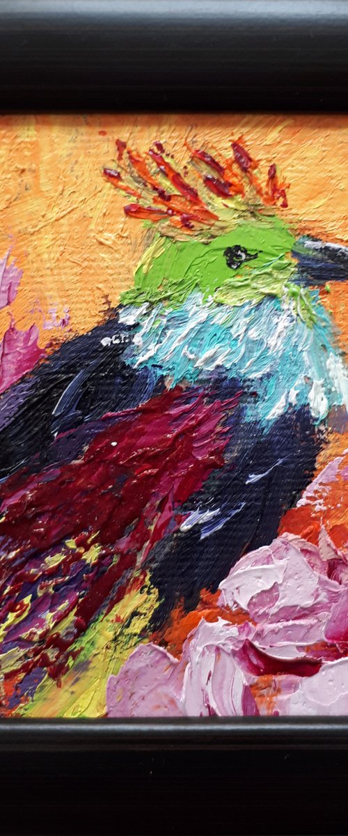 BIRD #9  / FROM MY A SERIES OF MINI WORKS BIRDS / ORIGINAL PAINTING by Salana Art Gallery