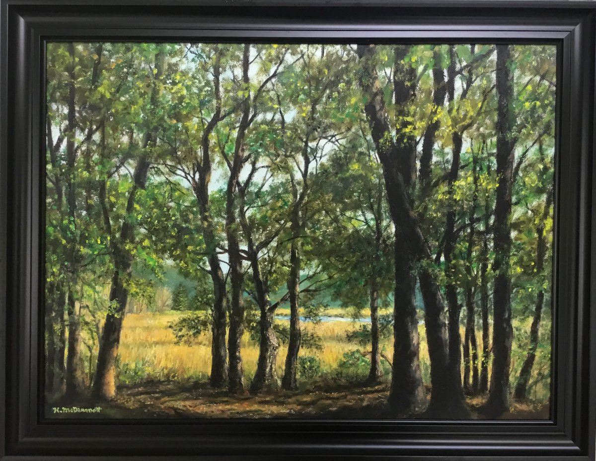 Impressionistic Landscape Oil Painting By Kathleen Mcdermott, 27 X 21", Marsh Trail - Vereen Gardens, Original Artwork