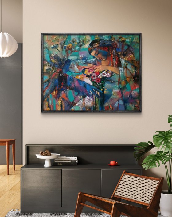 Girl and a Bouquet of Flowers