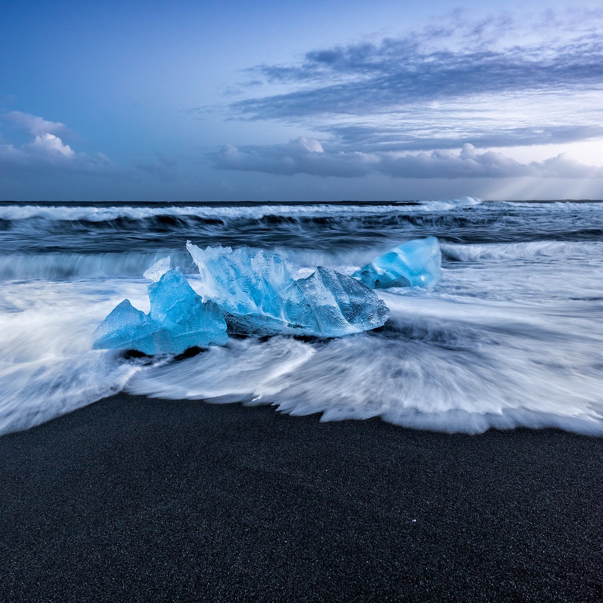 Photorealistic Landscape Photograph By Nick Psomiadis, 35 X 35", Jokulsarlon, Original Artwork