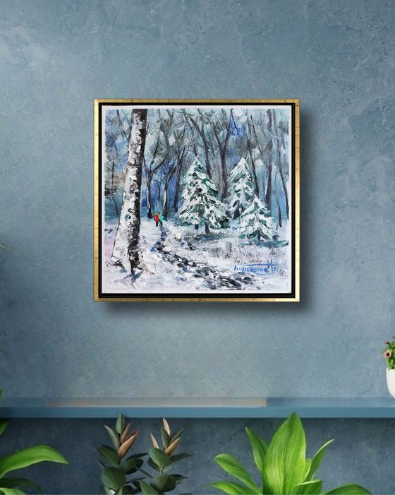 ‘A WALK IN A WINTER FOREST’ - Oil Painting on Panel