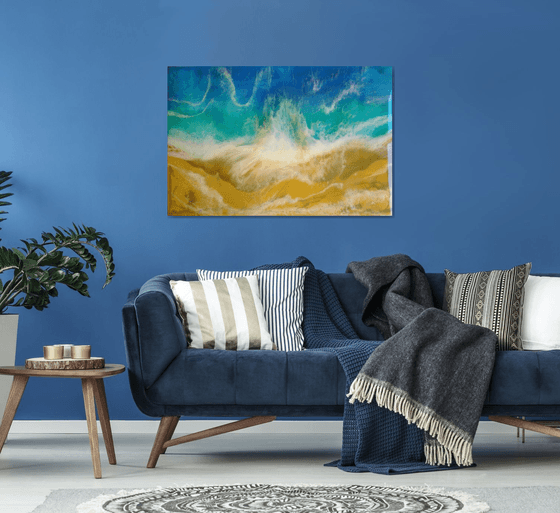 "Turquoise Sea"  Resin Large painting