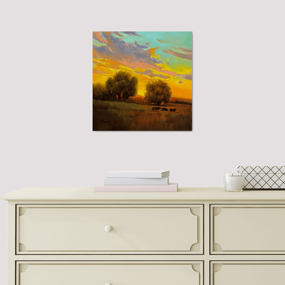 Golden Pasture at Dusk