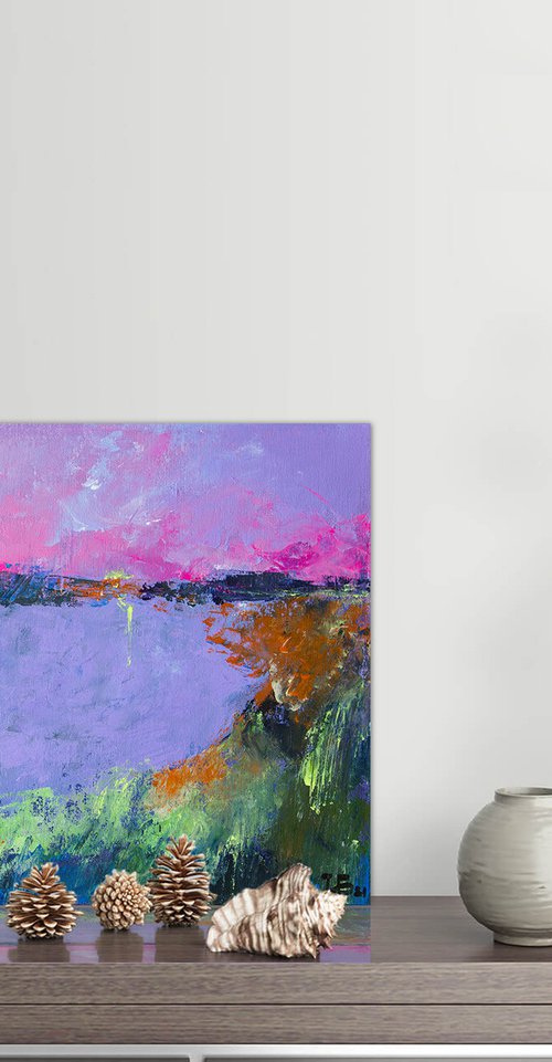 Series “Seas and Oceans”. Lilac Lake. Pink Sky by Irina Bocharova