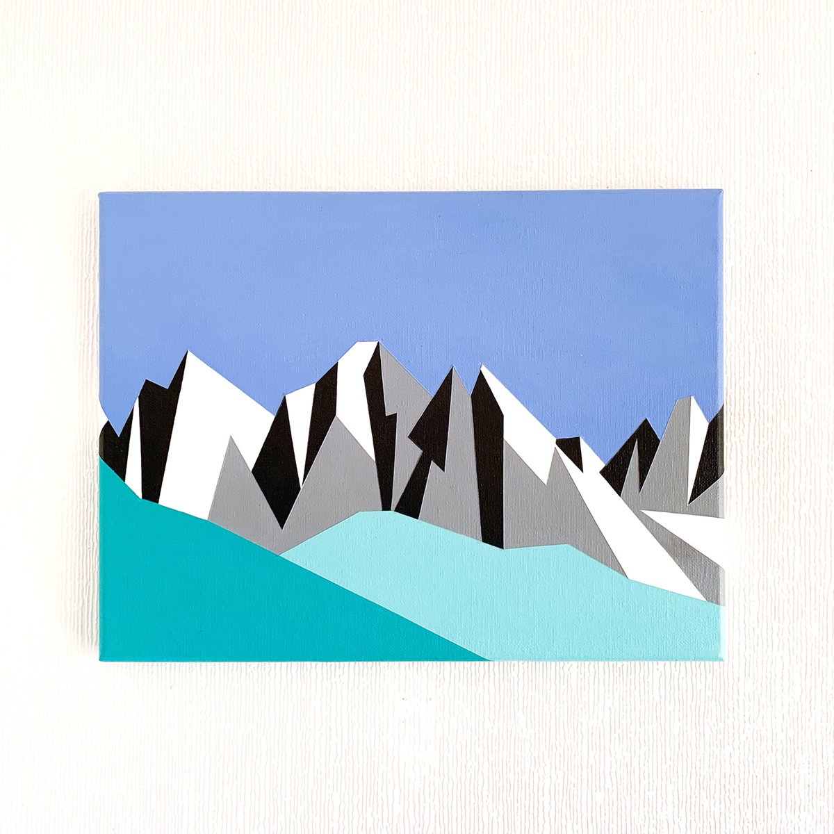 Geometric Landscape Acrylic Painting By Zoe Hattersley, 16 X 12", Dolomites Ii, Original Artwork