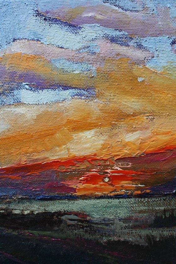 Wold Sunset 3 Early September 2017 Original Oil Painting