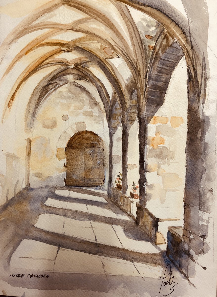 CLOISTERS AT LODEVE CATHEDRAL by Podi Lawrence