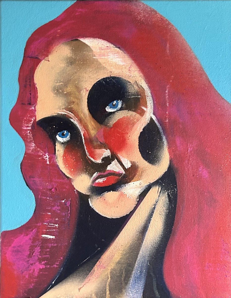 Expressive Portrait Painting By Lee Ellis, 14 X 18", Do You Smell That?, Original Artwork