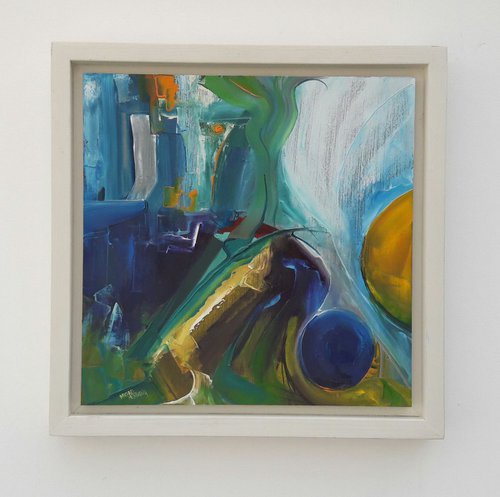 Framed original abstract oil painting on panel 'Shapeshifting #3' by Michael Hemming by Michael Hemming