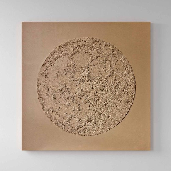 "Brown Moon" Moon beige textured art