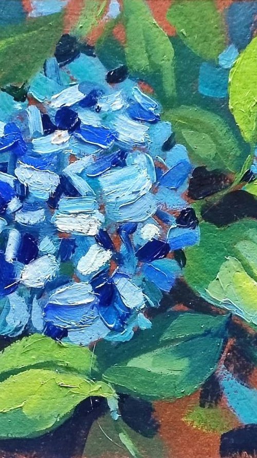 Blue Hydrangea. Oil Painting by Natalia Miasnikova
