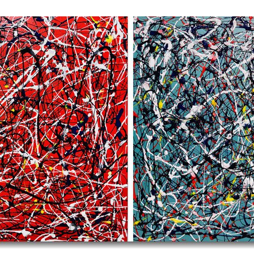 Diptych - Tribute to Pollock by Cristina Stefan