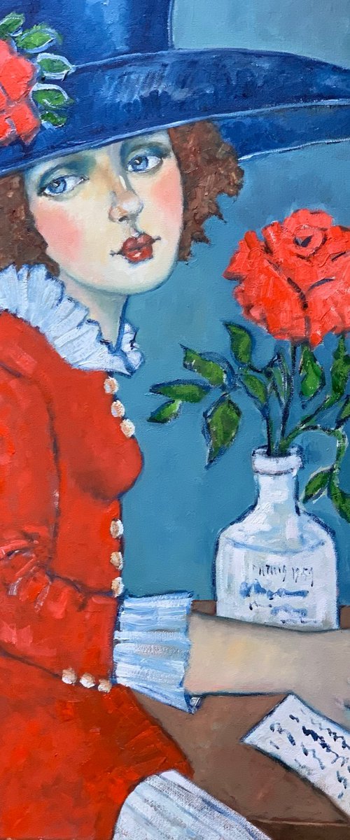 Rose, with Red Roses by Holly Wojahn