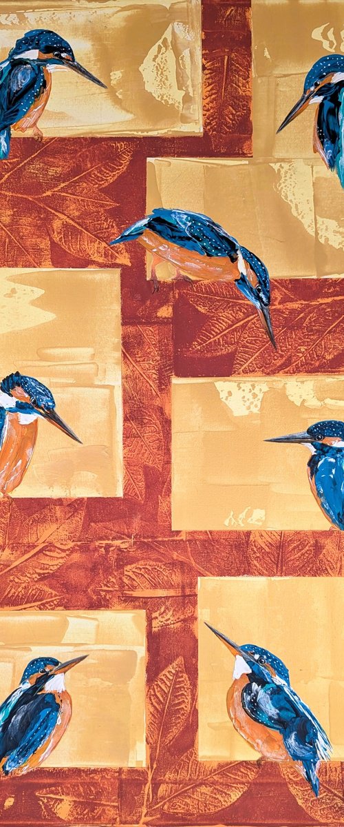 Seven kingfishers in acrylic by Wowhawk