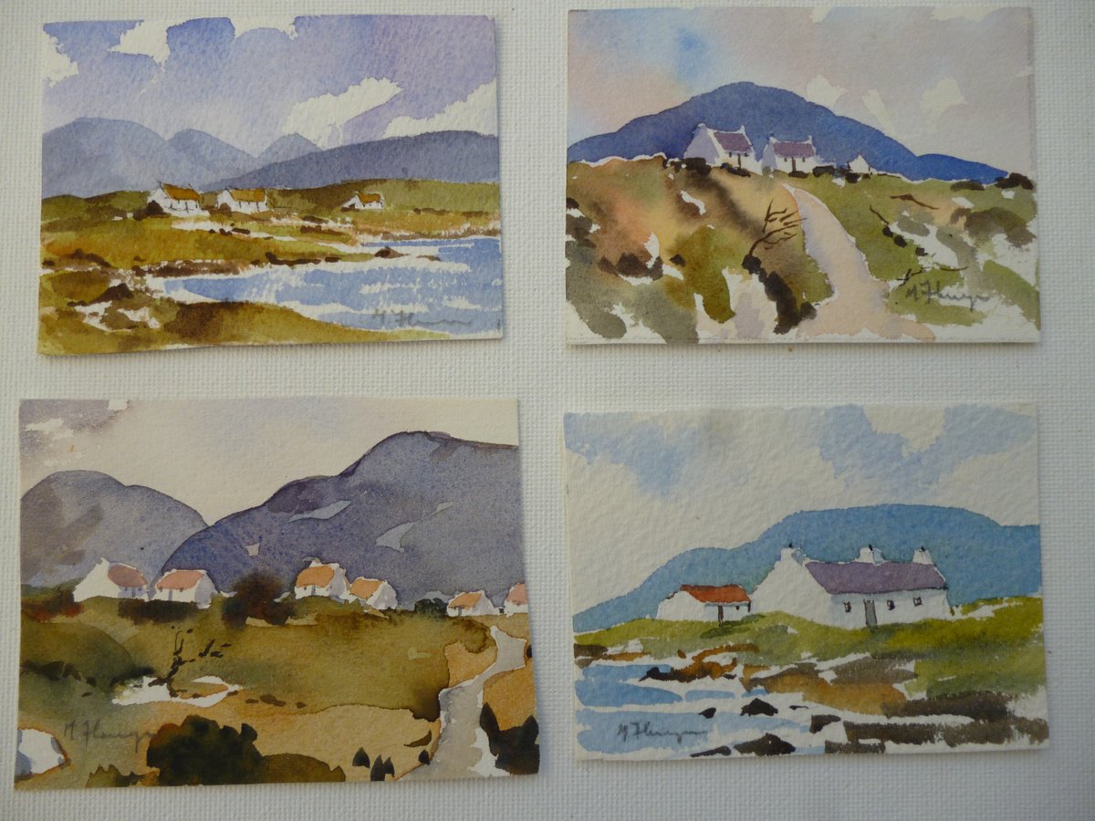 Expressive Landscape Watercolour By Maire Flanagan, 8 X 6", 4 West Of Ireland Scenes, Original Artwork