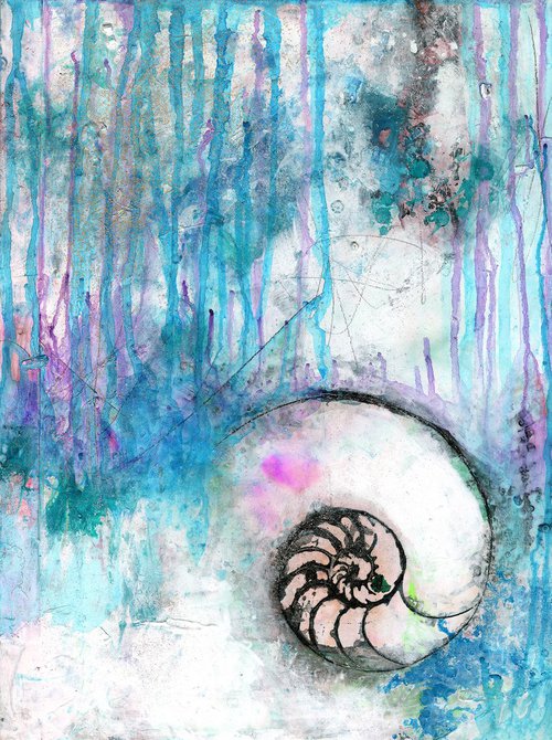 Searching For Tranquility 7 - Abstract Nautilus Shell Painting by Kathy Morton Stanion