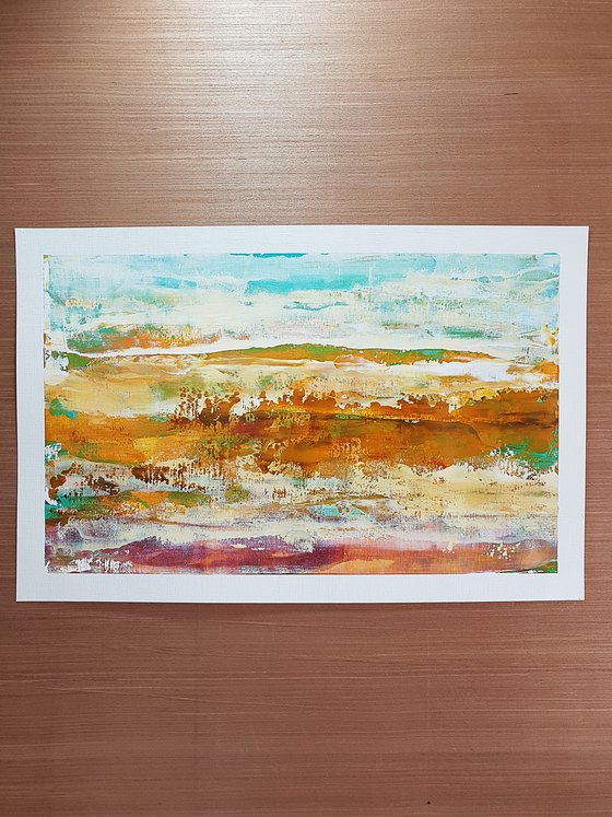 Peaceful landscape - abstract acrylic on paper