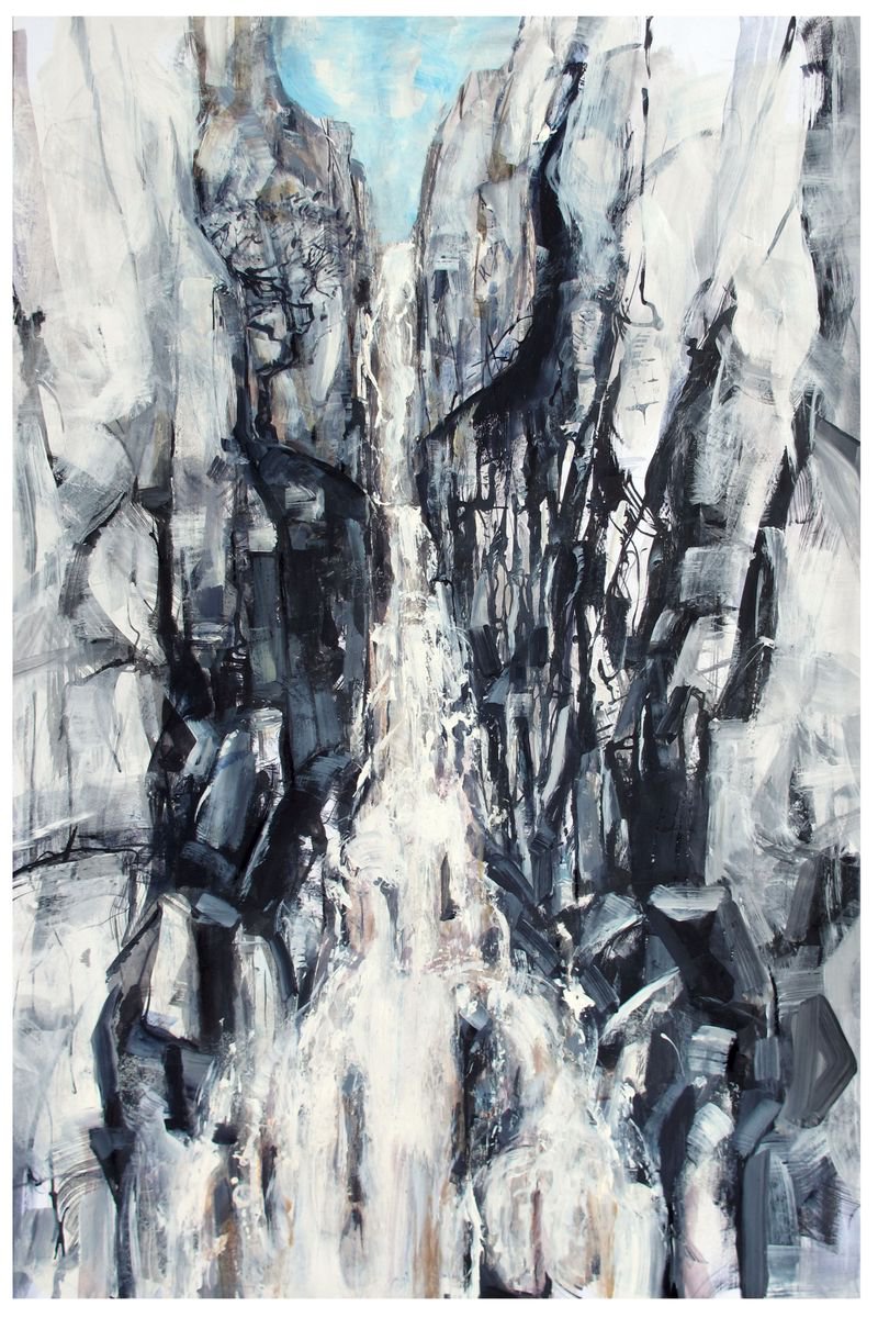 Expressive Landscape Painting By John Sharp, 26 X 37, Falls, Langdale, Cumbria, Original Artwork