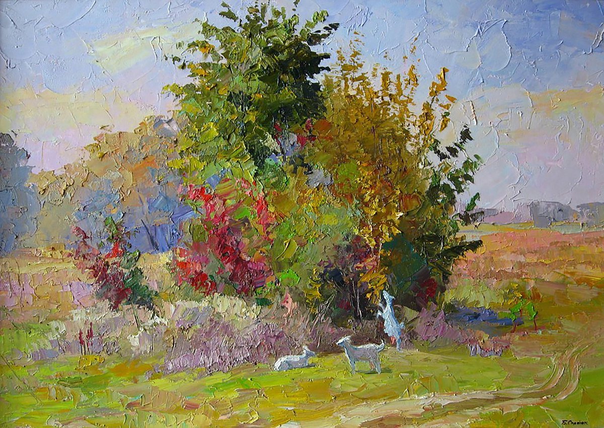 Oil painting October day by Boris Serdyuk
