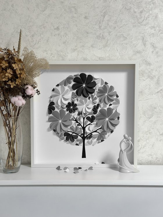 Stylish black and white tree